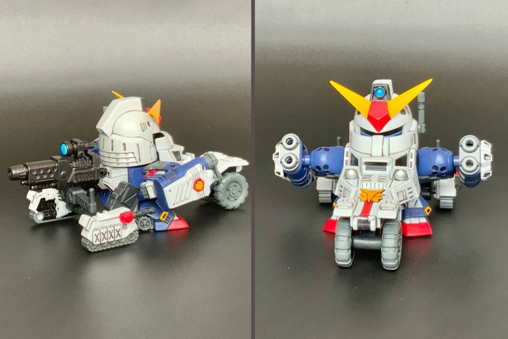 背部キャタピラは接続パーツの追加で、回転変形を可能に。シールド付属のキャタピラはオミット。