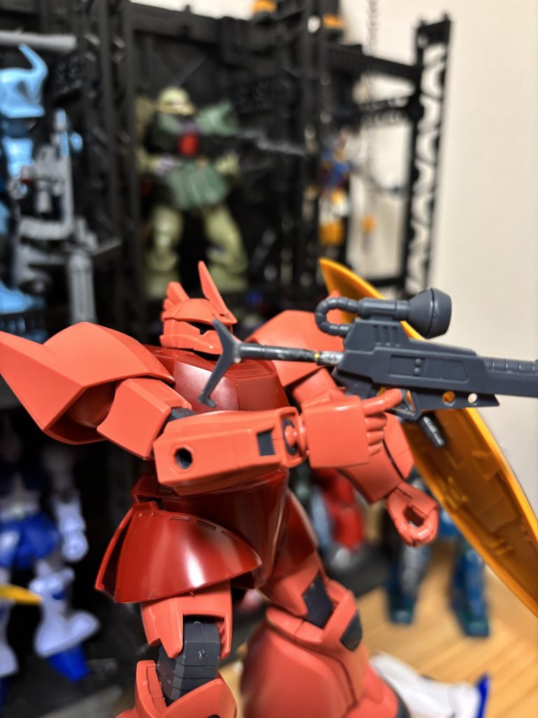 このビームライフル子供あるあるでポキっと折れたついでに　伸縮ストック化していますブレードアンテナもランナーのあまりで削り出し 