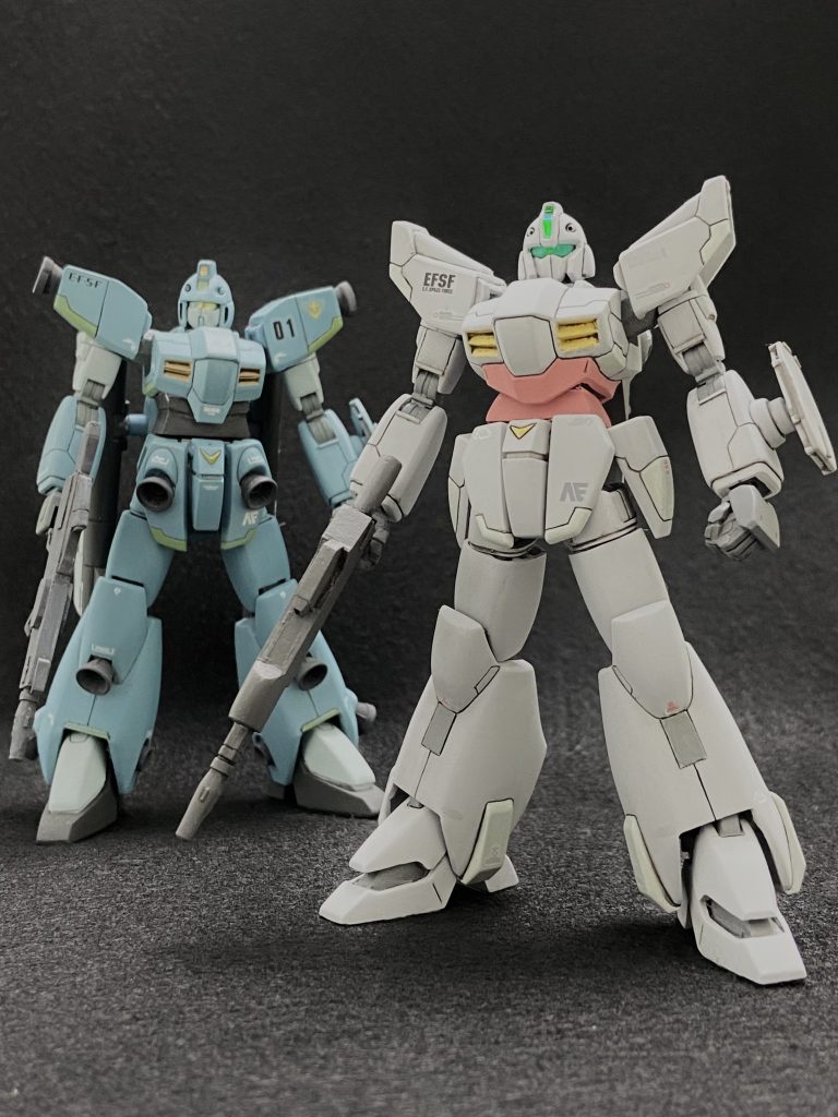 U.C.0120年代の連邦軍主力2機種です。以前ジャベリンを作ったときに、いつかはジェムズガンも！と決めていました。