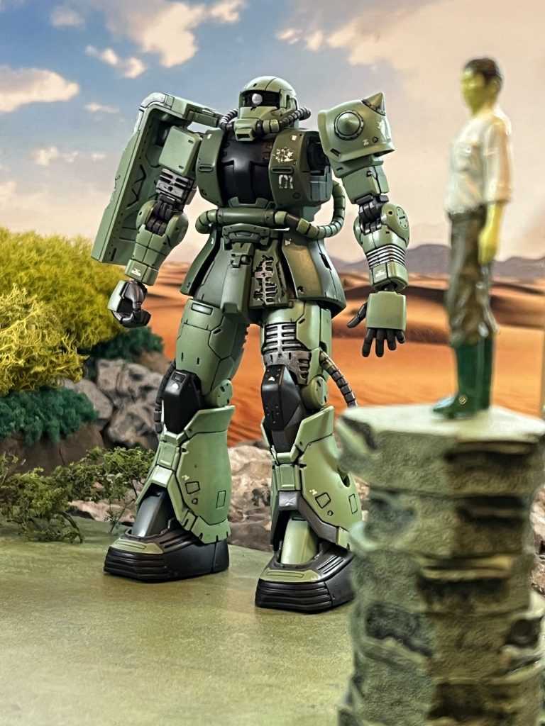 人形塗ってみました。元は動物園の飼育員です。ジオラマは過去作です。