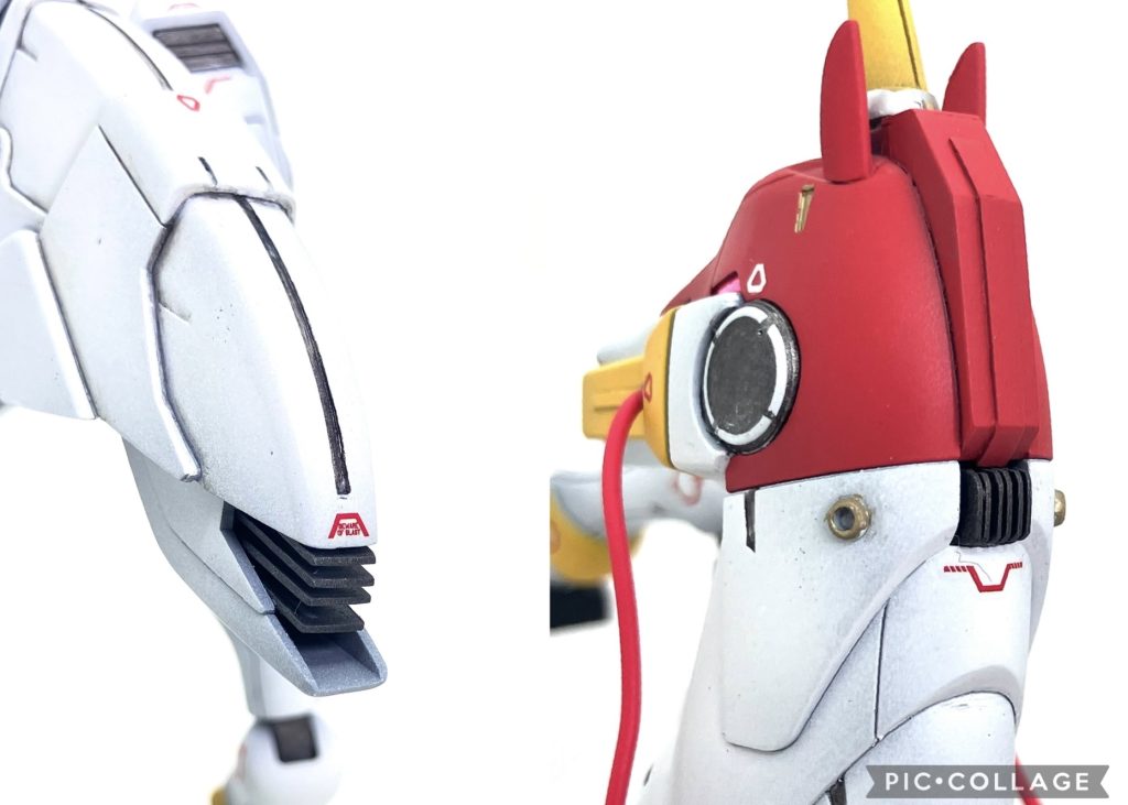 尻尾には設定どおりにフィンを追加。ついでに後頭部の凹みにも追加。