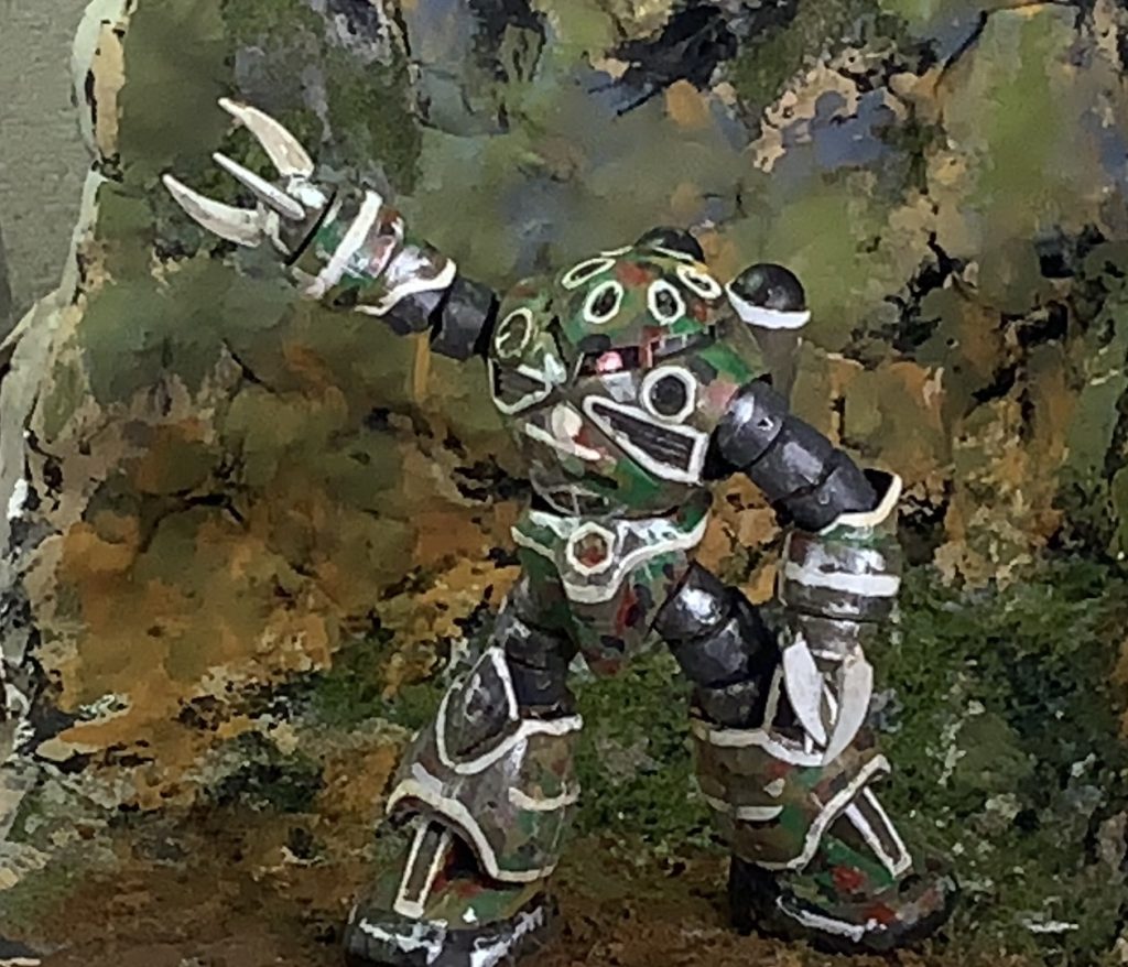 塗装はODと赤と黒とディトナグリーン、ターナーの暗黒ブラックとローシェナーとかでウォッシングして、ところどころシルバーでアクセントいれました