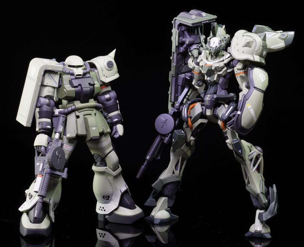 ●使用塗料本体（緑1）：Mr.カラー　MSグリーン本体（緑2）：Mr.カラー　MSディープグリーン本体（白）：ガイヤカラー　ニュートラルグレーⅠ（グラデもこれ)本体（黒）：Mr.カラー  ミッドナイトブルー+MSディープグリーン間接：メカサフ　HEAVY武器：Mr.カラー　ブルーブラックトップコート：Mr.カラー　スーパースムースクリア（つや消し）