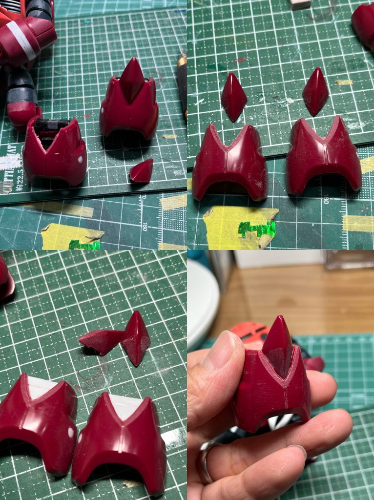 ひざのパーツを別パーツ化させるためにカットして、段落ち作ったりしましたーむずかしい工作ではないけど正直ここもあんまり変化を感じない