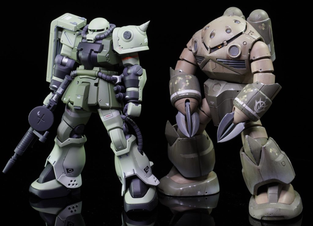 過去作のザクとやっぱモノアイMSはたまらんなーどっちもかっこよすぎる!!