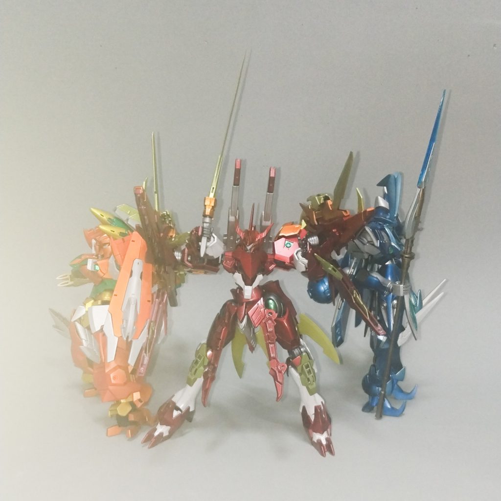 水星の魔装機神3体出来ました。風は…旋風の狩猟機がいるので… ご覧いただきありがとうございました。