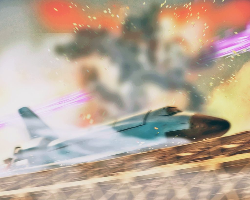 「…………!!」すると、イフリートから放たれたミサイル群はマスドライバー手前で爆発した。シャトルが電磁カタパルトにより火花を上げ加速し通り過ぎた後に、爆風と煙がマスドライバーを包んだ。シャトルは加速を続けていくと、ロケットブースターを点火する。スピードを更に上げると勢いそのまま天高く飛び立った。ブースターの噴射音が辺りを震わせる。「…誰だ、私の邪魔をした輩は!?」ニムバスはミサイルが爆発する前にきた遠方からのビームを把握していた。