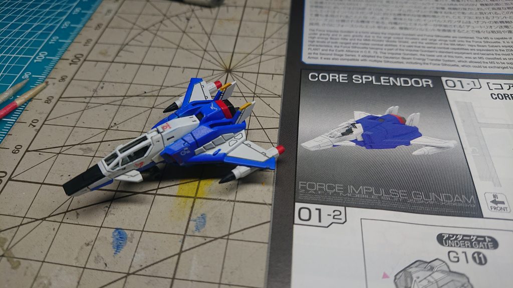 コアスプランダー RGとは言えさすがにこのサイズの色分けは無理だったんですねw なのでこれはしっかり色分け、これは上手くできましたね! とにかく小さくて細いのでマスキングが大変でした