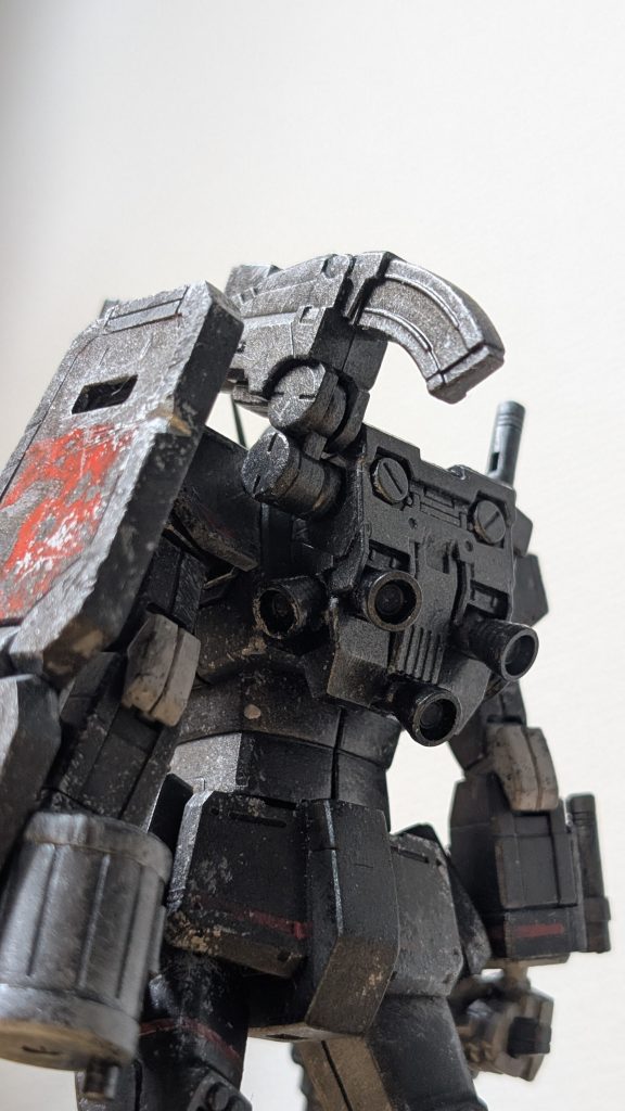 ここのアングルすきキャノンの接続軸に円形パーツを付けて改修。元の状態だと刺さりが微妙でした…