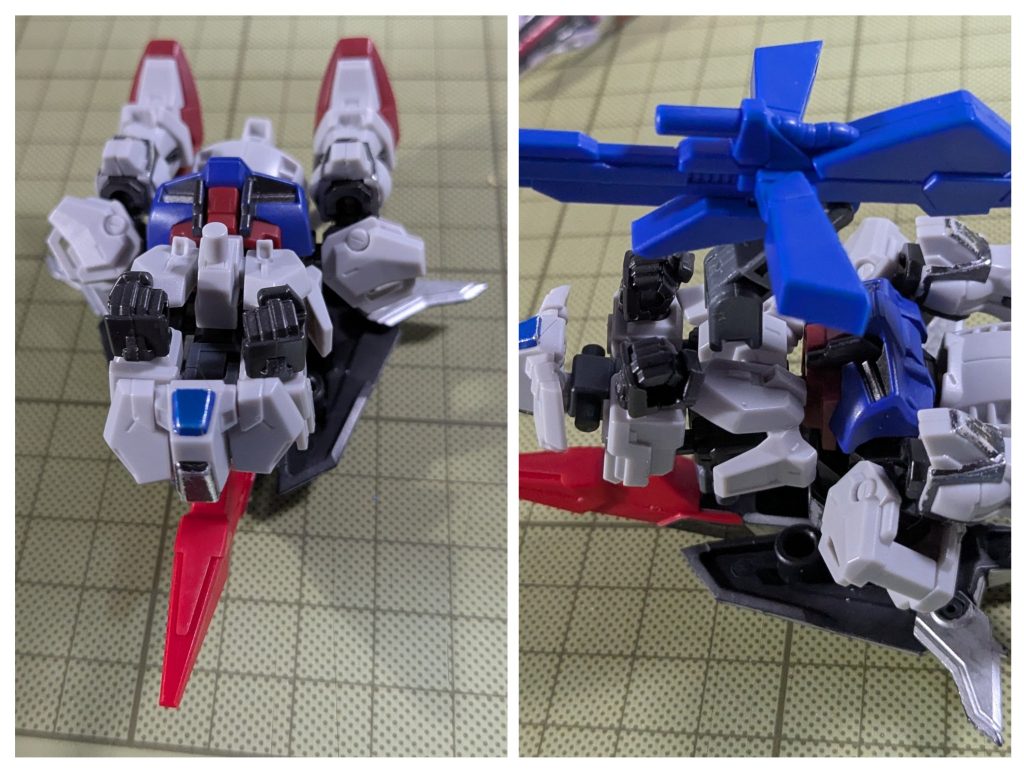 上下を付けて、リアアーマーの凸とハイパーメガランチャーをジョイントで取り付けます。