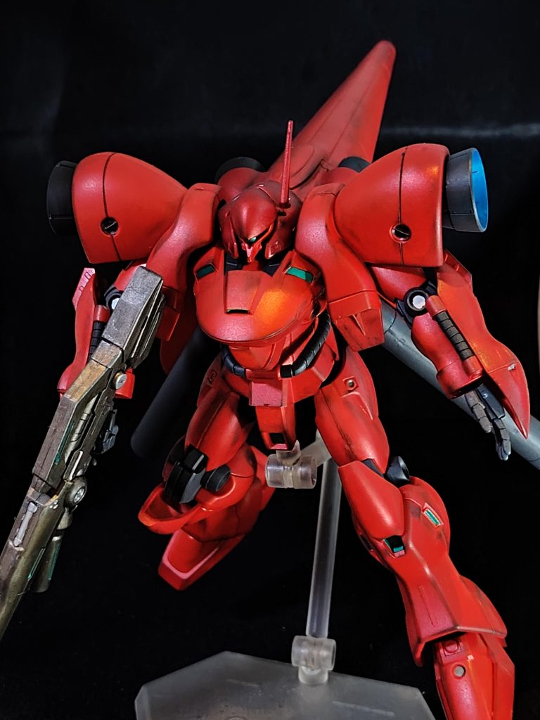 ガーベラ・テトラにしては赤が強すぎたのと頭だけ濃ゆくなってしまったのが惜しいですね😅赤色→タミヤのピュアメタルレッドつや消し→つや消しクリア※ダイソー製下地は内部→メガサフ ヘビー部分塗装→アクリルマーカーペン