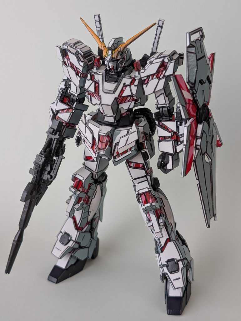 ユニコーンガンダム イラスト風塗装–2枚目/制作者：くるもも