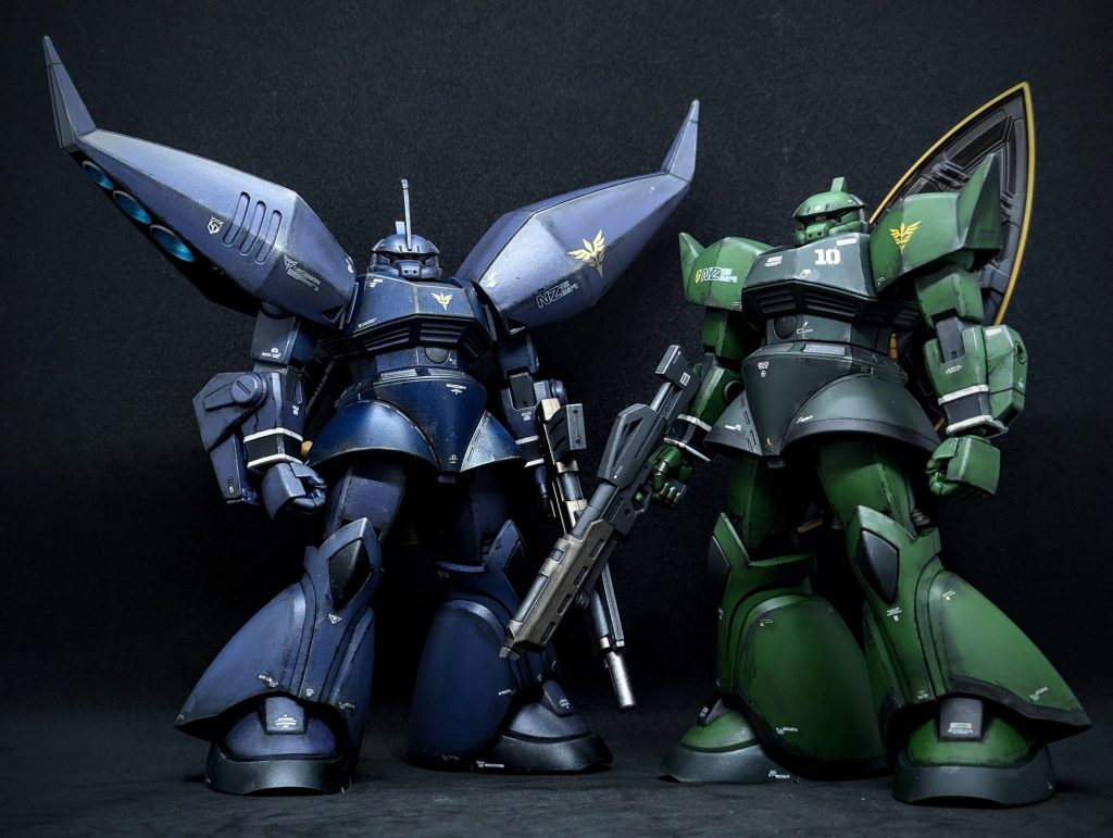 最後に前回のリゲルグと並べて記念撮影♬往年ファンを魅了する２機ですこと(*´ｪ｀*)ﾎﾟｯお次は何を作ろうかなぁ(*>_<*)ﾉ 最後までご覧頂き有り難う御座いました。また投稿した際は見て頂けると幸いですm(_ _)m