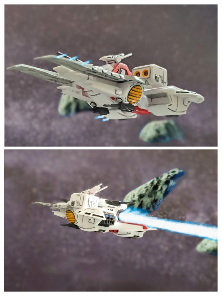 ブライトキャプテンの素早い指示のもと、MS部隊を回収したアーガマは180度回頭❕進路を月に向け一気に加速し現宙域を離脱する🚢💨