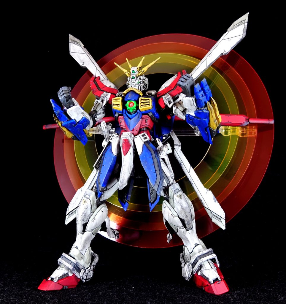ハイパーモード各部が展開したパワーアップ状態。当時はシャイニングよりも変化が少ないなと思いましたが日輪が派手ですし観ていたらやはりすぐ好きになってしまいました。キット付属の日輪もとてもよく出来ていて簡単には外れないようになっているのが嬉しい。