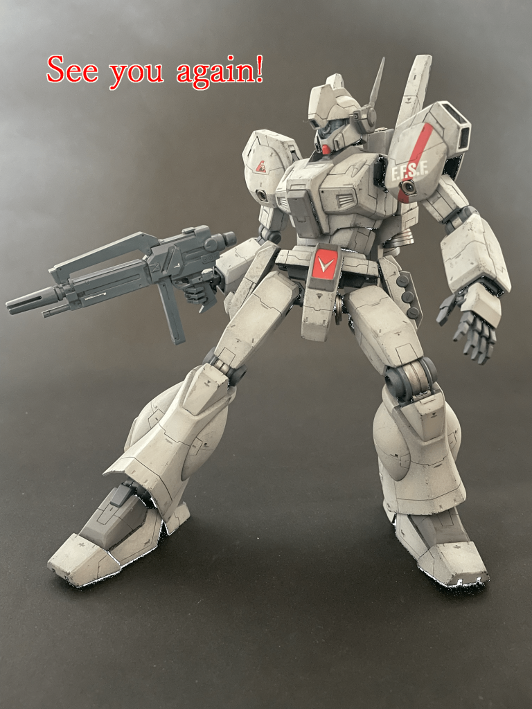 ということで以上です。前作より約一月で完成投稿、私的にはめっちゃ早い。本当はGW休暇でブーストして完成させる予定でしたが、それよりも早くできました。今回、なんか変わった事がやりたくて試した塩マスキングですが、机が塩まみれになって中々めんどくさい…もうやらないかなぁ…ガンスタフェス善VS悪…個人的には悪チームに参加したいのですが、ジェガンはどう見ても善って感じなので善チームで参加します。 ではまた