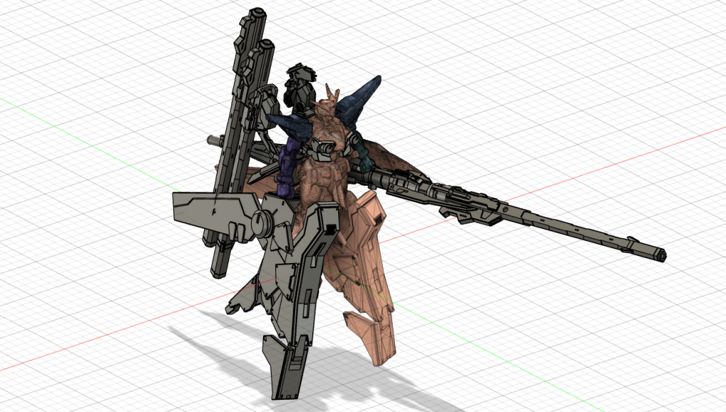 アカツキは制作後にスマホの3Dスキャンアプリでスキャン後STLファイルに変換、各部へゼウスシルエットをモデリングで合わせました。