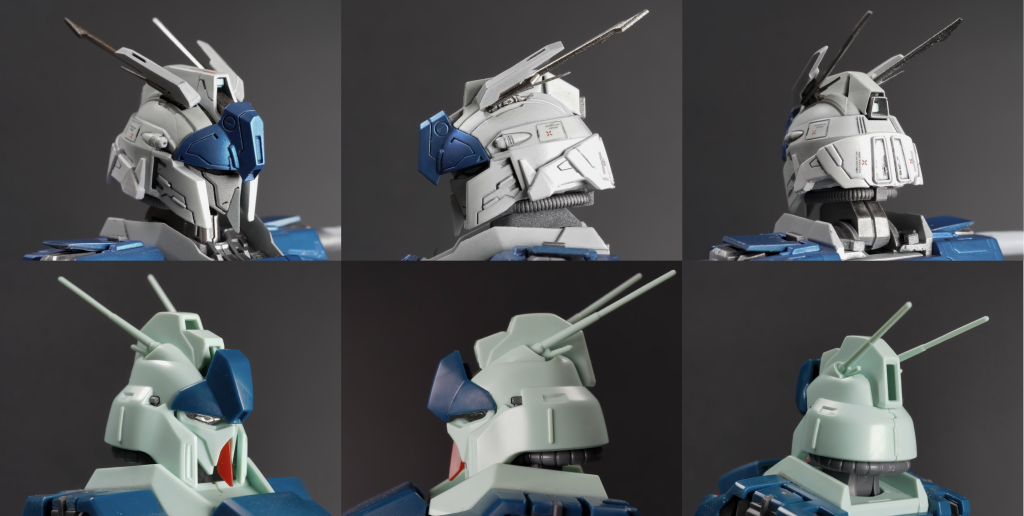 頭部は一番設定から形を変えたところ。。。ゼータに寄せつつも、全体のフォルムや雰囲気はあくまでリガズィ、かつ現代風というギリギリを攻めたつもりですが、どうでしょうかね。。。リガズィは鳥顔じゃねえと!!って方には本当に申し訳ない。リガズィがシンプルデザインじゃねえと!って方にも、本当に申し訳ない。個人の趣味です。アンテナの細いパーツはプリンタ出力の限界値に近い。 実際の見た目は本当に髪の毛くらいに感じる。MGと比べてもかなり細いのがわかると思う。