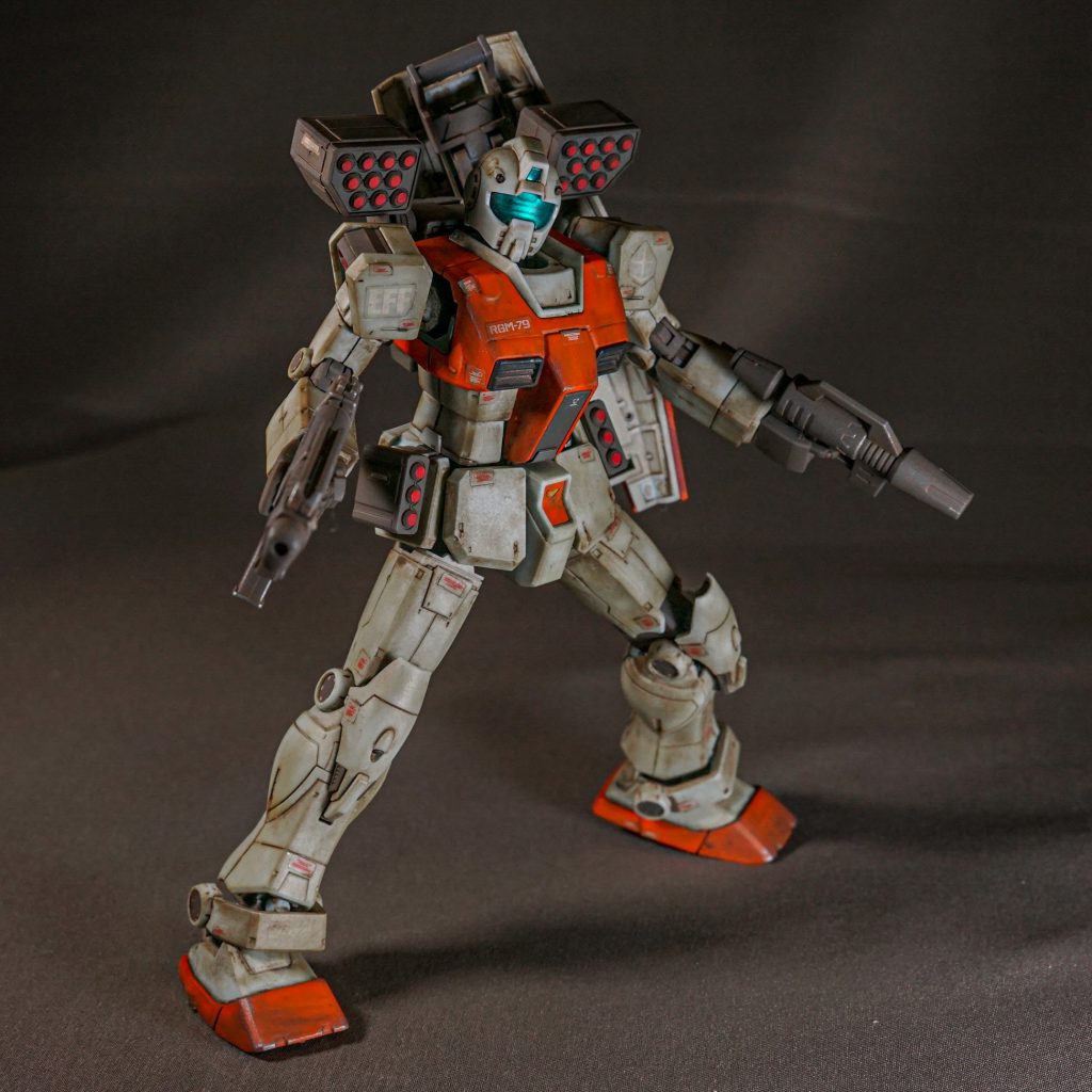 RGM-79 ジム(ショルダーキャノン装備/ミサイルポッド装備)モロッコ戦線仕様風–4枚目/制作者:しるばにあ