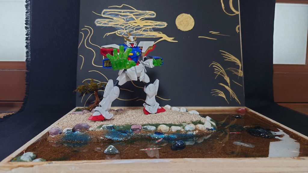 後ろの絵は適当に和風ぽく描いてみました