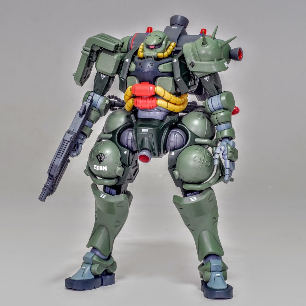 メカトロウィーゴ改造、ジオン軍MS-06ザク重装備J型、塗装汚し仕上げ品。 メカトロウィーゴ改造 ジオン軍MS-06ザク重装備J型 塗装汚し