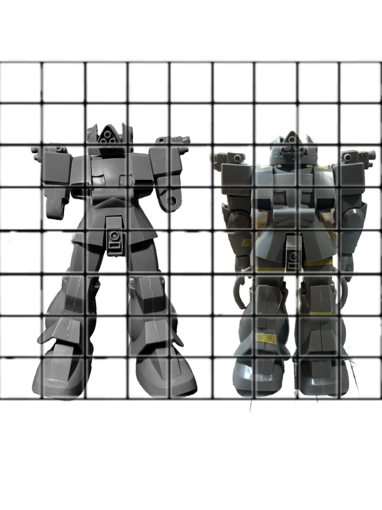 脚部だけで化けるキット。あえて腰アーマーは元々のフォルムが美しいので触らず。