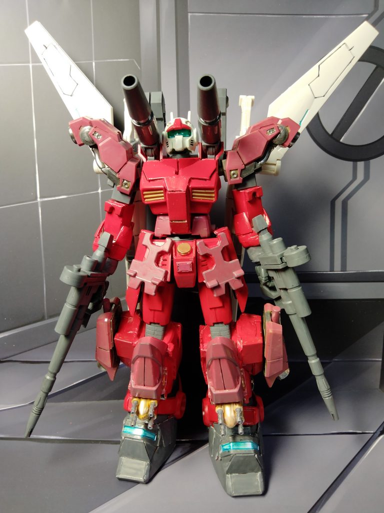 今回のキャノンもYの字に形作れますその為というわけではないですが(笑)特徴はサテライトキャノンで火力倍増デミバーディング等他ガンプラは勿論、百均アイテムのパーツ等も使用してます