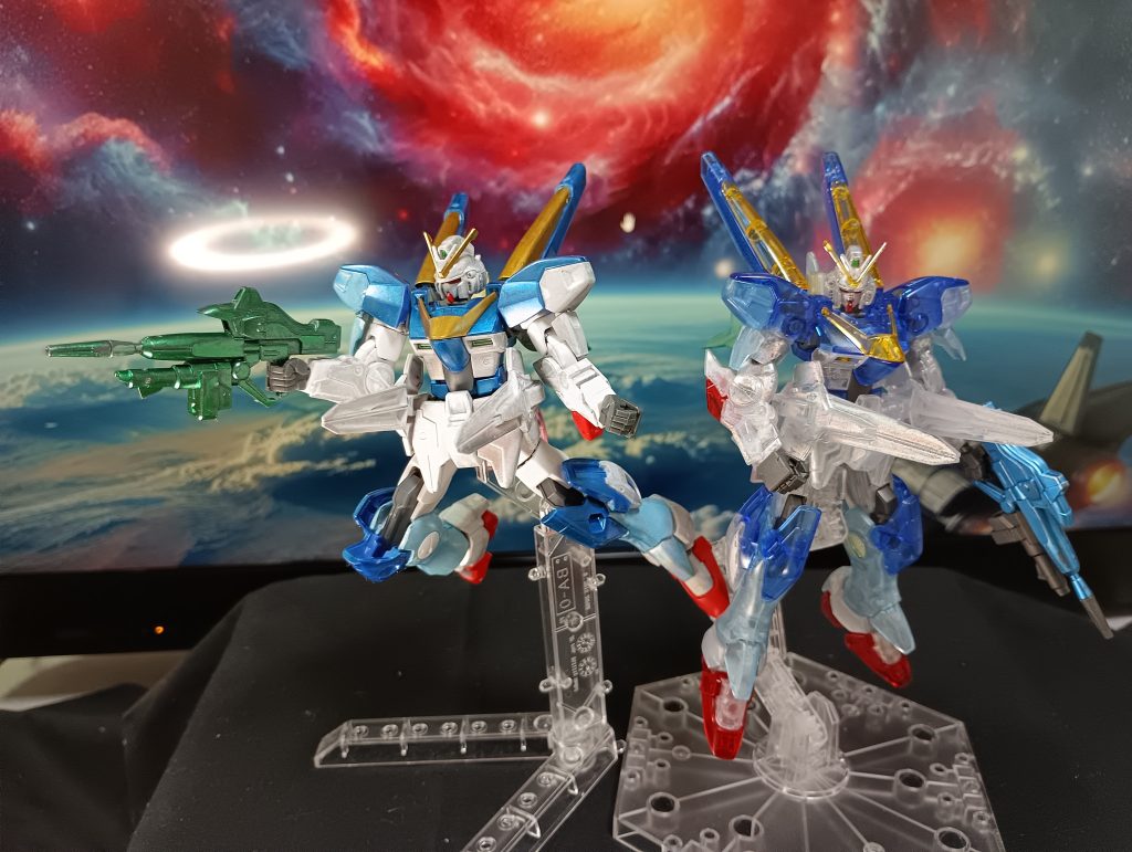 投稿16回目のクリアV2アサルトバスターだと、Vの字がイメージと違ったのでアサルトタイプのヴェスパだけ残して、V2のすっきり感を楽しむ形を選択。たまたまゲットできた通常版も好きな色を塗り2体のV2です。