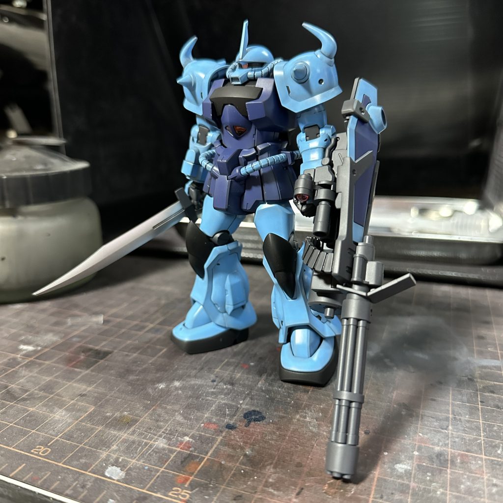 デカール貼り、トップコート前です。スーパースムースクリアって凄いですね👍塗装レシピ（黒立ち上げ）サフ：サーフェーサーエヴォブラック（ガイア）黒:サフのままグレー:ニュートラルグレー4に黒少々（ガイア）青:ティターンズブルー2(クレオス)水色：ウォーカーブルー1（ガイア）