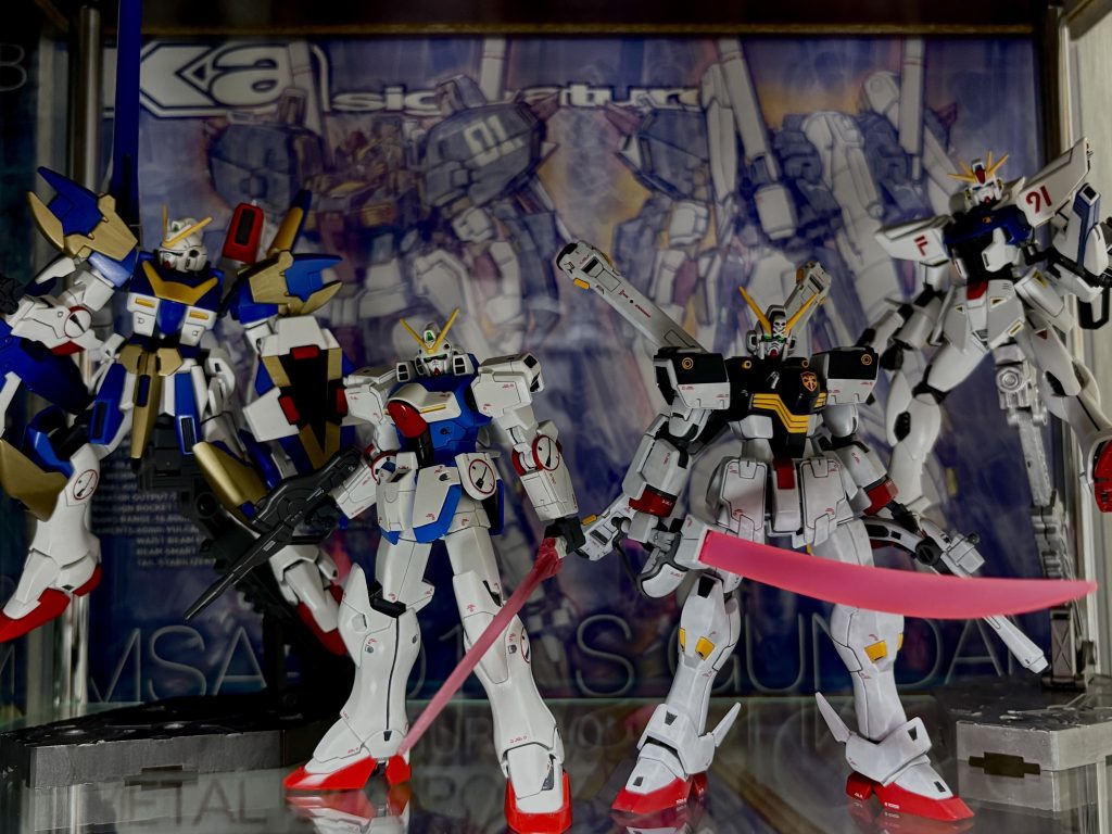 我が家の第二期MS全員集合！在庫は残すところセカンドVのみとなりました。F91時代のクロスボーンバンガードの皆さんや、ザンスカールの面々もHG化して下さいお願いします。