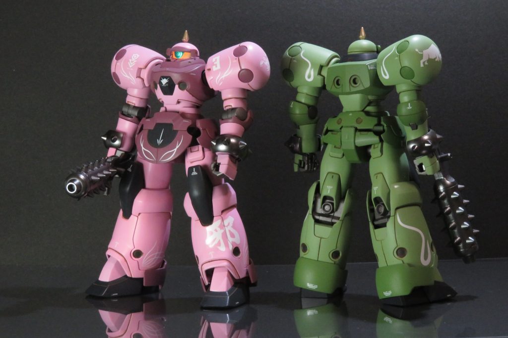 ・カラーレシピピンク：桜ミクヘアピンク(ガイアノーツ：以下G)濃赤：焔小豆(G)薄緑：外舷22号色(クレオス：以下C)濃緑：外舷21号色(C)黒：ブレイブブラック(G)関節：焼鉄色(C)金：ブライトゴールド(G)武器：スターブライトアイアン(G)