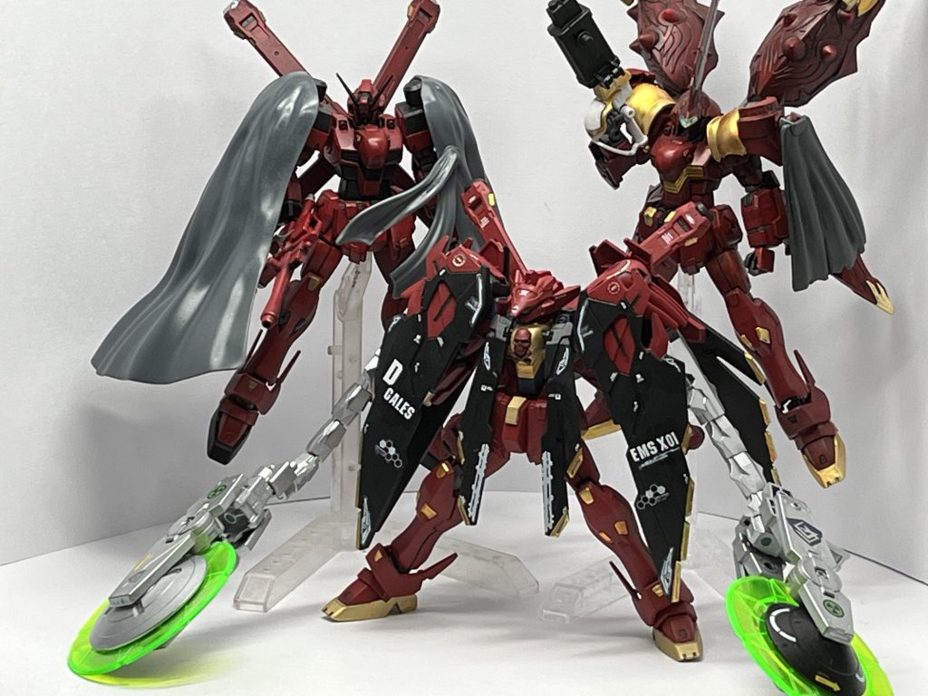 集結 新生デスゲイルズ隊!以上、ネオクァバーゼでした。クロスボーンも3機目、皆色々な機体にしてきたなと感じます。ミノル、トビア、ギリで運び屋でもやってほしいですね( ´∀`)ギリ『俺たちはデスゲイルズ…荷を運ぶ風だ!笑