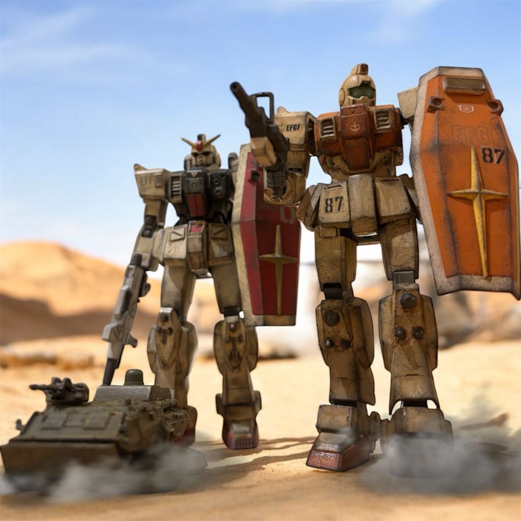 地球連邦軍第87対MS戦隊。 ヘントとイギーが所属する部隊は、連邦軍のMS戦力運用の試験部隊である。前述の通り、V作戦のデータを持たずに運用される連邦製のMSの試験運用も任務の一つであるが、オデッサ作戦発動に向けての急務である、MSを主戦力とした対MS戦の実地試験こそが真の任務であった。「おまけに噂のニュータイプ部隊の陽動、か。」「彼らもオデッサ作戦の陽動で動いていると言うのに、なんとも妙な気分だな。」ジオンに脅威として認識されつつある、ホワイトベースとその艦載機