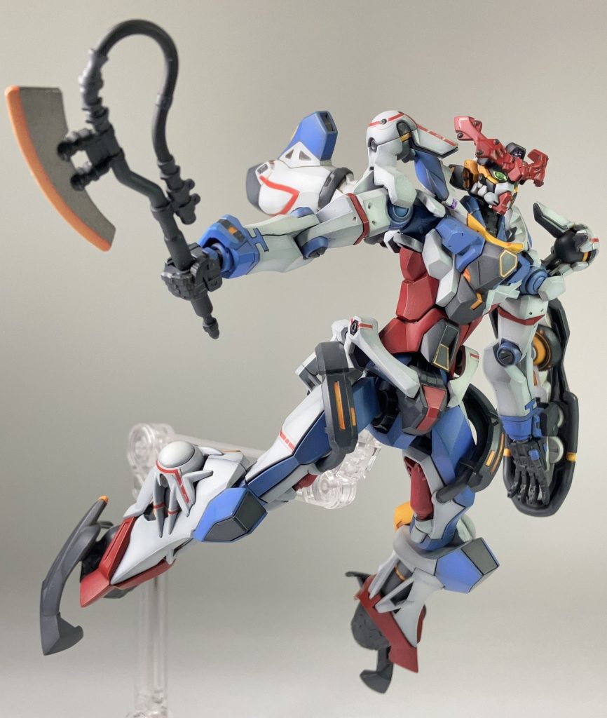 トメノスケ・ヒートホークの刀身はガンメタルその上に赤→オレンジ→黄色と色を重ねて発熱状態を表現しました