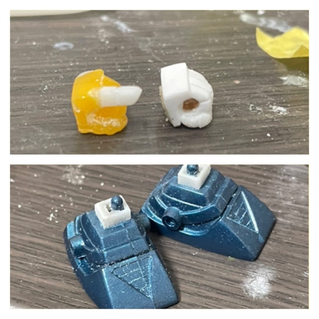 手を複製して、人差し指を削たりして作りました。足は丈を上げてます。