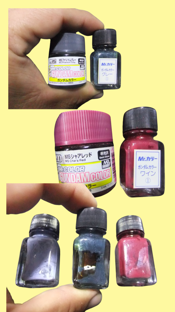 四十年以上経過していますが? 溶剤が分離していますが混ぜればワンチャン使えそうですネ😁一応 使えない場合も想定して💦ガンダムカラーグレー①⇒ファントムグレーガンダムカラーワイン①⇒シャアレッドガンダムカラーピンク①⇒シャアピンクを準備していました😁