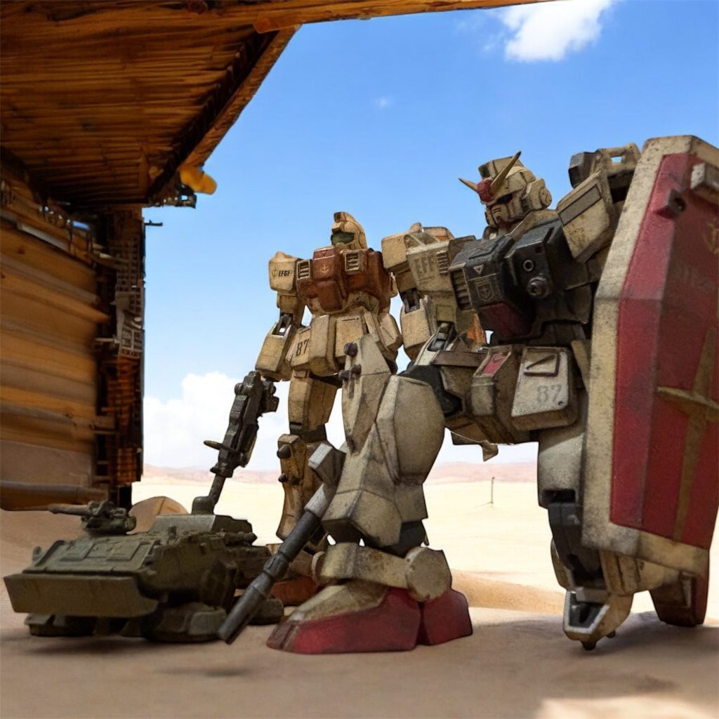 ボツ写真です。こっちの建屋の方が、急造ぽくて好きなのですが、トップ画に採用した方の建屋には指令室っぽいのがくっついていたので、あちらを採用しました。機体、受領したばっかりなのになんでこんなに汚れてんだろうねっていうのは……言わないでおいてください(zaku-kao4)