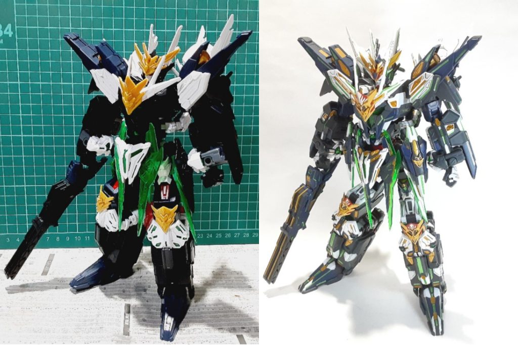 塗装前との比較基本的な加工は全体のシャープ化、肉抜き埋め。使用しないジョイント類はダクトノズルや丸モールドを使いディテールアップを図ってます。今回更に細々と手を加えたので詳細を下に載せてます