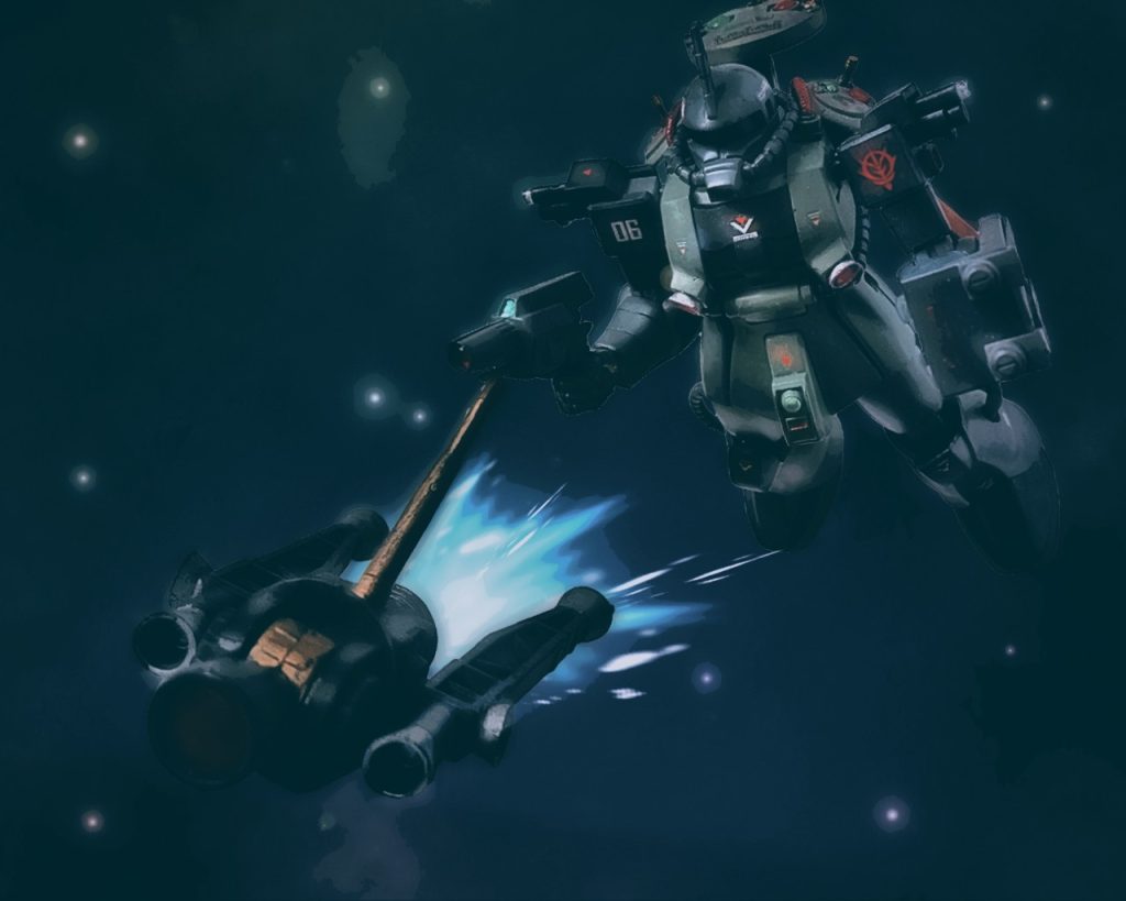 「ドローン、ロック解除」左手に持ったシールドからドローンは切り離されるとスラスターで前進した。「…ウゲェ、目が回る」ハイトはドローンの映像を見て舌を出し表情を歪ませた。ドローンの操縦には不慣れであり、噴射によるベクトルが上手く射抜けず回転してしまう。「このじゃじゃ馬、落ち着きなさいよ！」なんとか姿勢制御により安定させるとドローンは地球軌道上の太陽が当たらない夜側の闇に消えていく。「ふぅ、ヤレヤレ」ハイトは一山越え一旦落ち着くと通信が入る。「こちらトライバル・リーダー、ウォーリア01。センリガン00、聞こえるか?」「隊長ですか!?…じゃなかった。こちらセンリガン00です」「ノアズ・アークがここにいれるのは、あと3時間がいいところだろう。それまでの間、地球の裏側を頼む。1人でも多くの同胞を拾い上げる」「了解です。この電子偵察機の目なら蟻の子だって見つけますよ」「頼もしいな」「…隊長、一つ聞いてもよろしいですか?」「どうした?」「俺達、大丈夫ですよね?軍法会議にかけられないですよね?」この問いにコールサインウォーリア01、のモア・グレイシー少佐は少し間を開け応えた。「現行のジオン公国軍が続くなら軍法会議は避けられないだろう。だがお前達にその責任は負わせない」「じゃあ、隊長や艦長はどうなるんですか?」「今、お前が心配する事ではない。これ以上の会話は任務に支障をきたす。切るぞ」今は言う事はないとばかりにモアは通信をやめた。(……隊長、俺達は間違ってないんですよね…?)