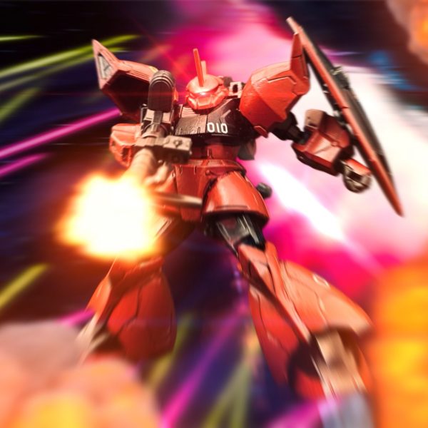 GフレームFA 赤い機体３機（ゲルググ、ザクR2型、リックディアス）