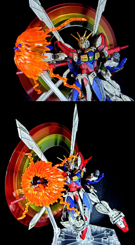 爆熱ゴッドフィンガーゴッドガンダムの代名詞。シャイニングフィンガーと合わせて真似した人も多いのではないでしょうか。照射版もありますが直接叩き込むパターンではほぼ確実に相手を倒すことが出来る強力な必殺技。それ故真・流星胡蝶剣が正面からフィンガーを打ち破ったのは衝撃的でした。我が心明鏡止水が流れてゴッドフィンガーの勝ち確パターンが本当に好きです。