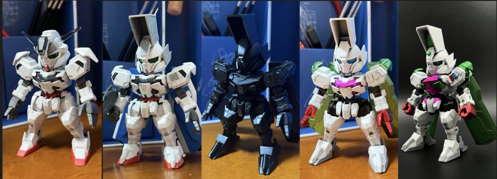 今回の製作変遷SDCSのキャリバーンをベースに頭部と肩部とバックパックを加工後は塗り分けただけだから今までの2機よりかは面影がある
