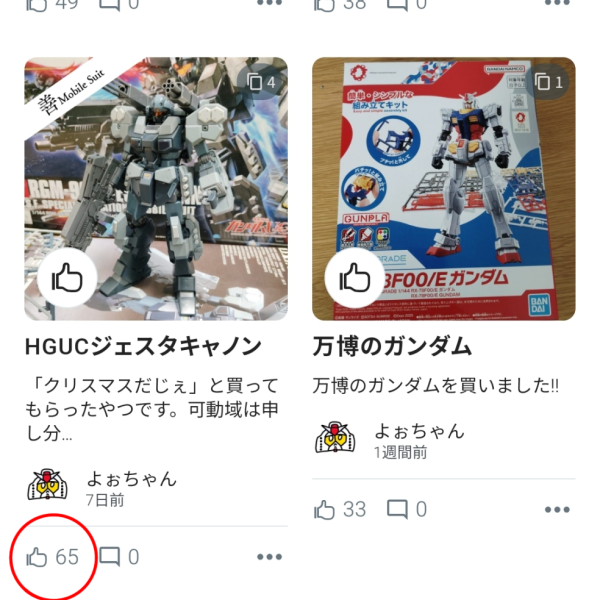 HGが人気そうです…