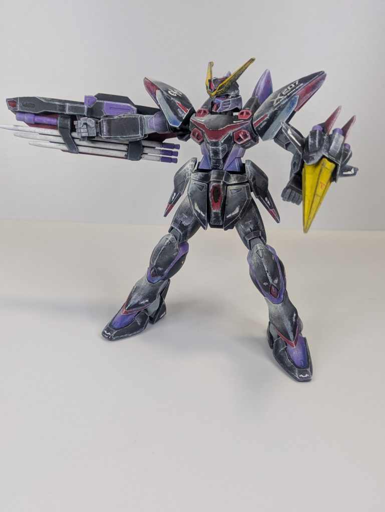 オープニングでの射撃シーン。ある時からブリッツだけオープニングに出てこなくなったので、「もしかしてニコル…」と不安になったものです。