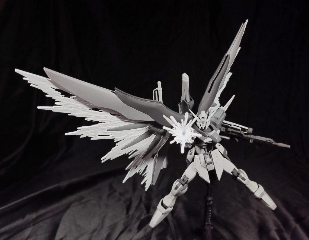 いつもより撮影スペースを広くして、背景がより黒くなるようにしてみました。モノクロの作品だから効果が分かりづらい…。