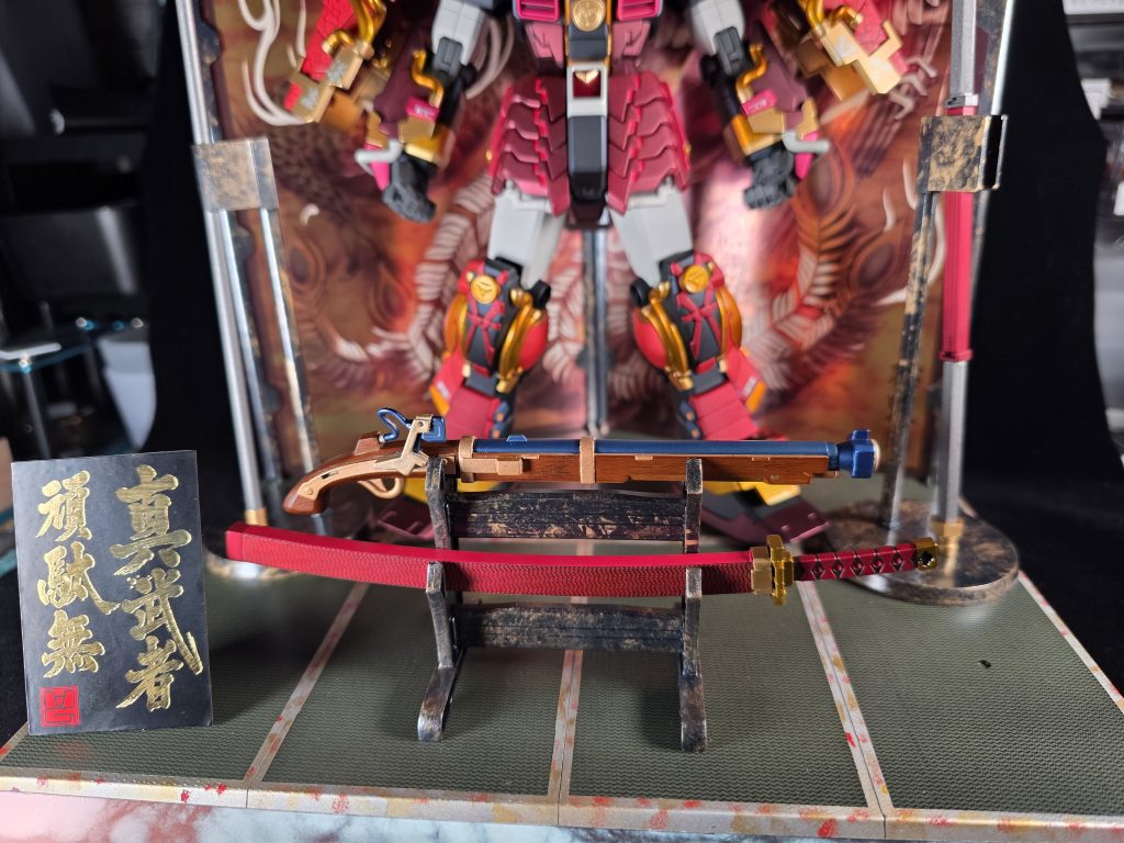 火縄銃は木目塗装を肩なの鞘は蛇柄塗装をしてアクセントをつけました🎶