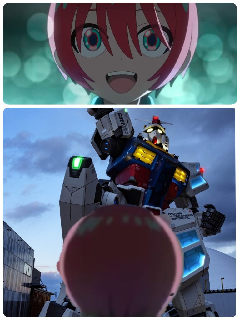 地球:極東(旧日本区域)中央西部区域にてマチュ「わぁ〜万博だぁ〜!」ニャアン「あははーそうだねー(焦り棒読み)」