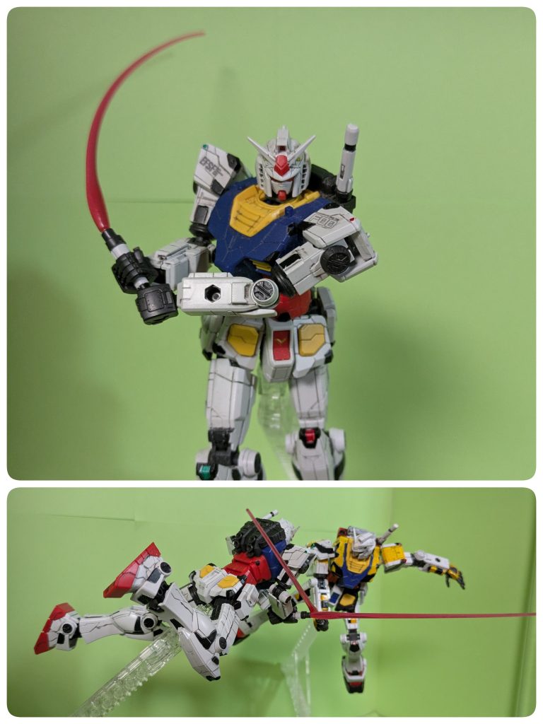 横浜ガンダムの一閃!なお子どもたちは横浜ガンダムの方を応援している模様。