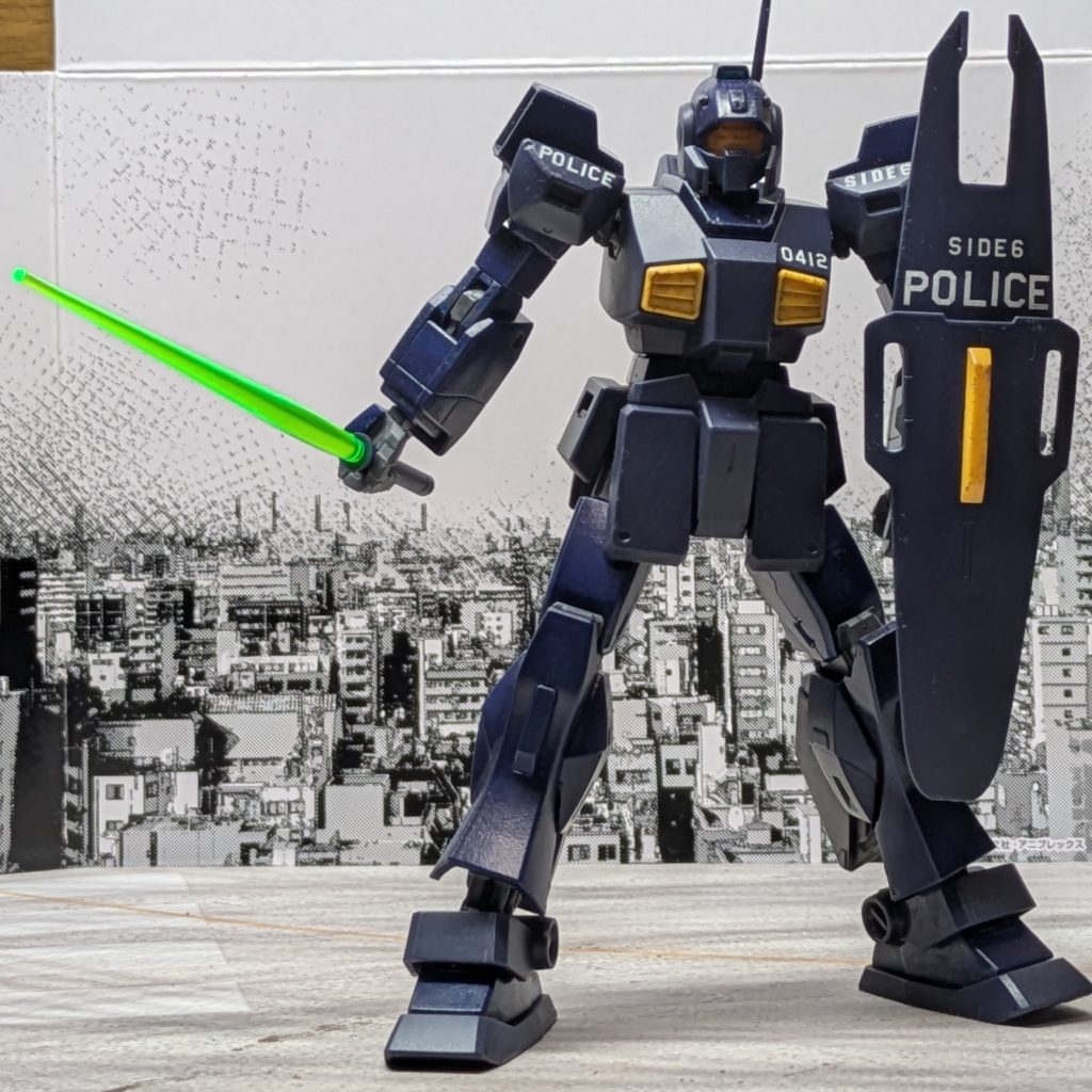 アナハイムは軍警察で使用するサイド6の要望に応えて本来軍による運用を想定されていたネモの軍警察仕様への改修を実施。特に軍仕様のビームサーベルは違法MSを捕縛する通常の警察業務には過剰だったため、ビーム出力を低出力にした物に変更。操作システムも本部からの指令変更が無い限りパイロットへの殺傷を機体そのものが拒否する物へ換装。そして機体カラーもグリーンからダークブルー系統へと変えられ、このタイプをアナハイムではMSA-003MPと呼称した。