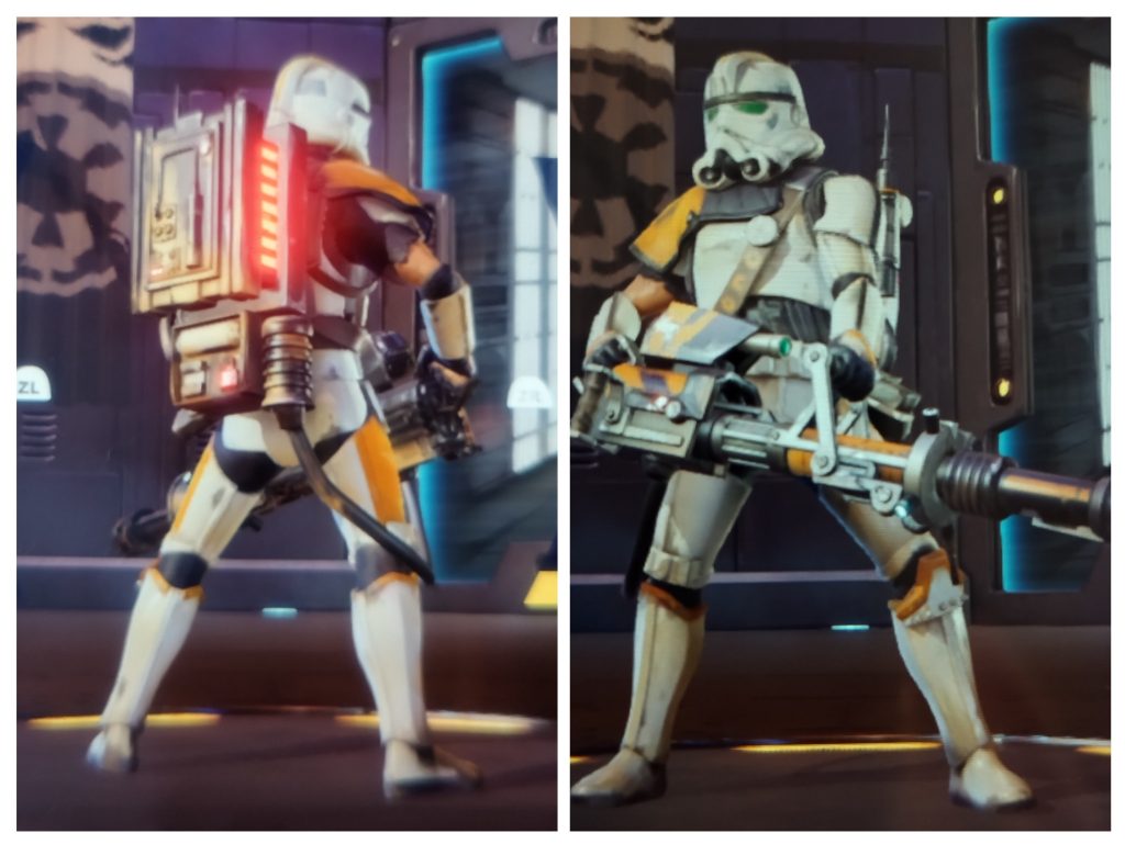 モデルは、こちらNintendo Switch版の「STAR WARS　HUNTERS 銀河のハンター」よりセンチネルという、キャラです。Nintendo Switchの自キャラ画面をスマホで撮影したものです。　 